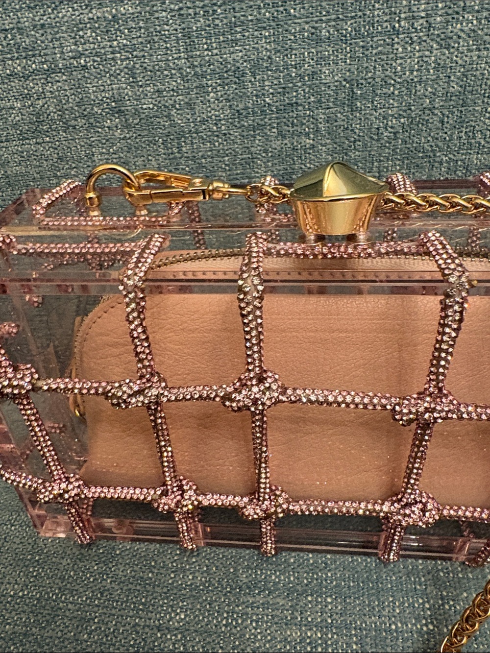 Altar'd State Pink Crystal Grid Crossbody with Gold Chain Strap - Picture 14 of 16